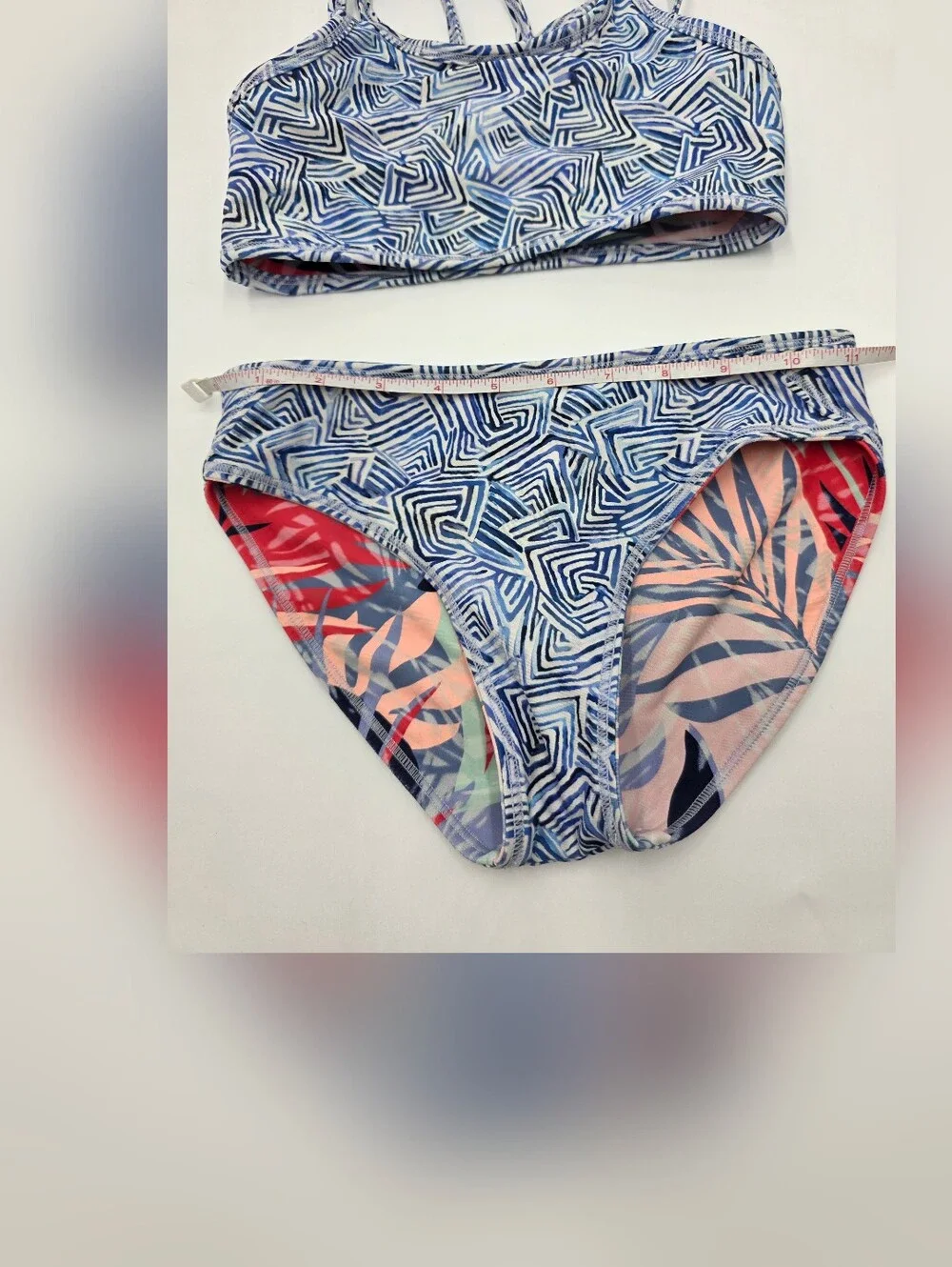 Athleta Girl Palm Oasis print reversible bikini top and bottoms size S